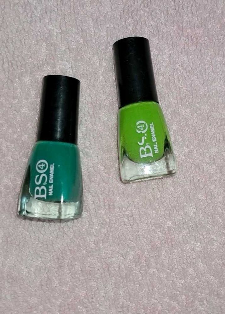 Parrot Green And Peacock Blue Nailpolishes.