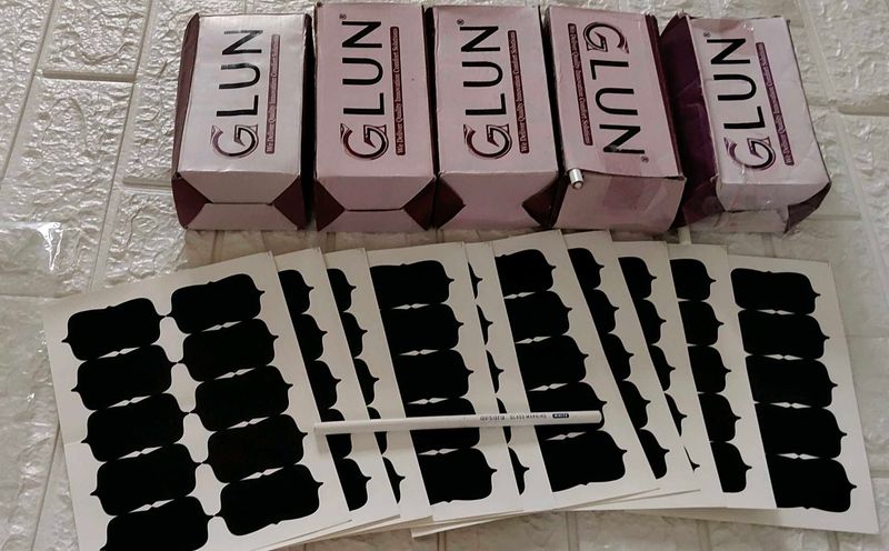 Glun Black Stickers With White Pencil