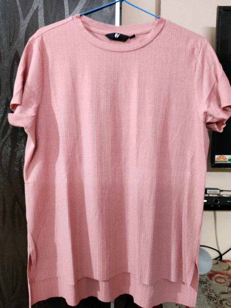 Pink Ribbed T-Shirt