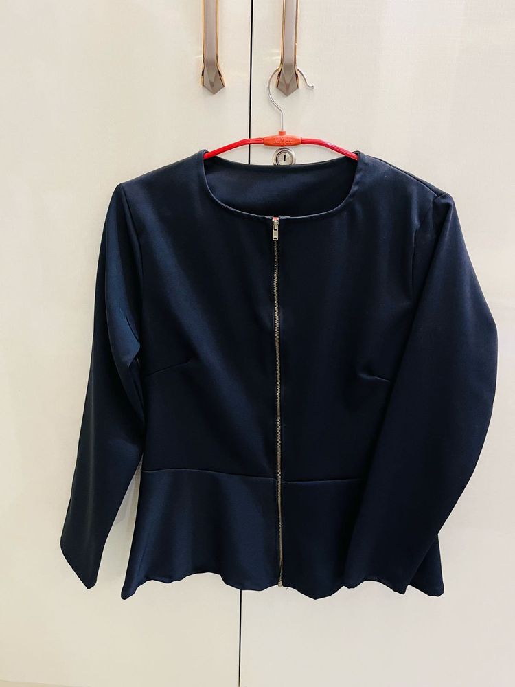 Chic Navy Peplum Jacket