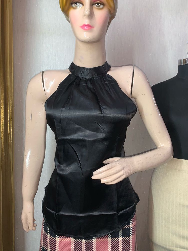 Sleek Black Halter Top