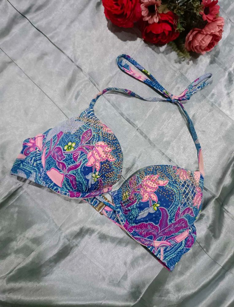 Victoria&#39;s Secret Floral Print Halter Bikini Top
