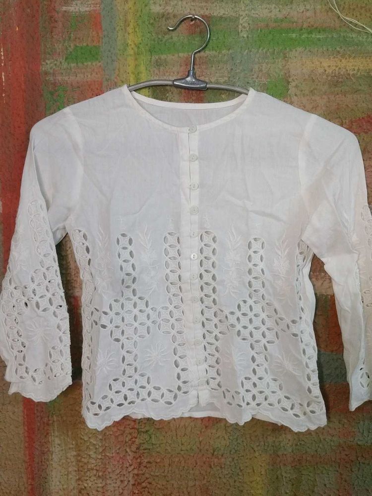 White Embroidered Top