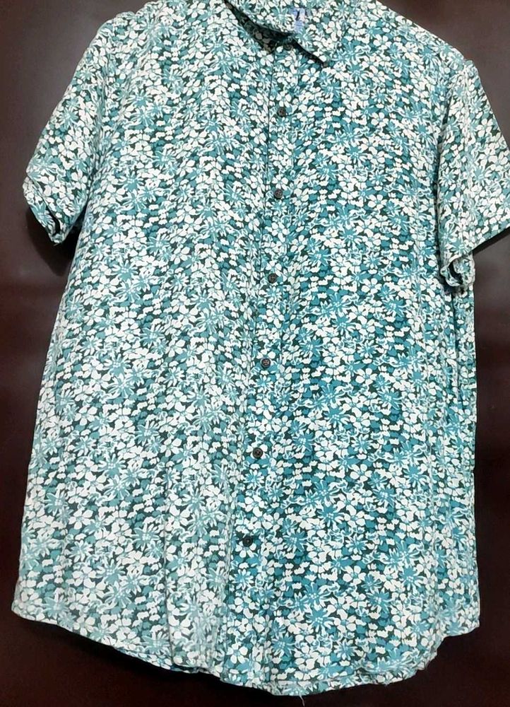 Sea Green Floral Shirt For Boy &amp; Men 40 Chest