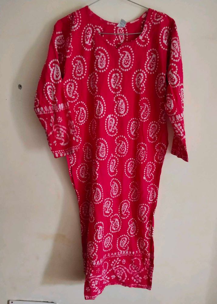 Red Paisley Print Kurta