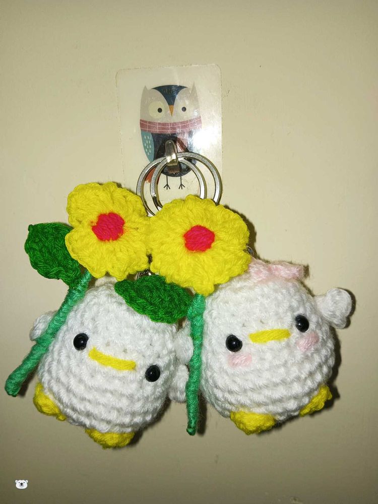 Cute Crochet Chick couples Keychains