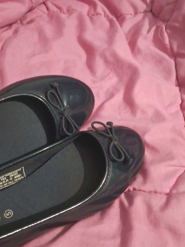 Bow Ballerinas , Dark Blue Footwear .