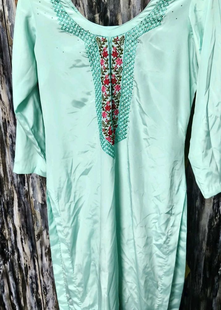 Embroidered Kurta set blue in colour fully stitche