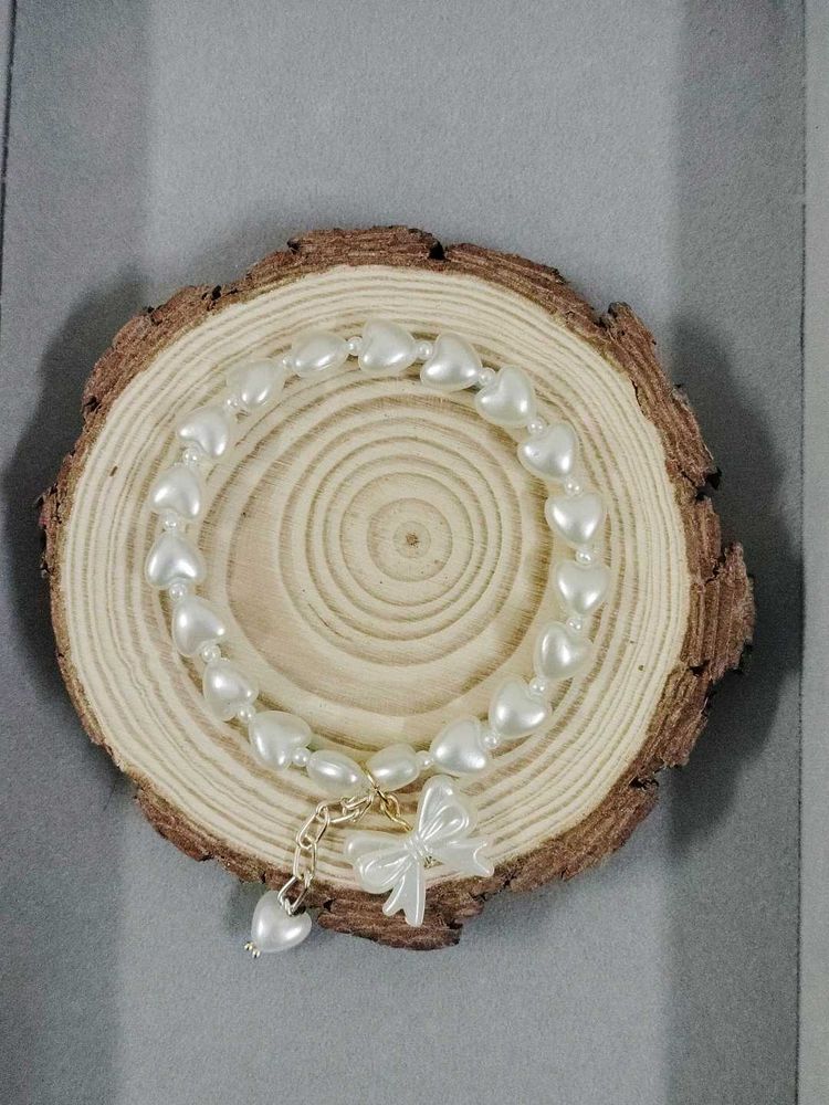 Heart Pearl Bracelet with Bow