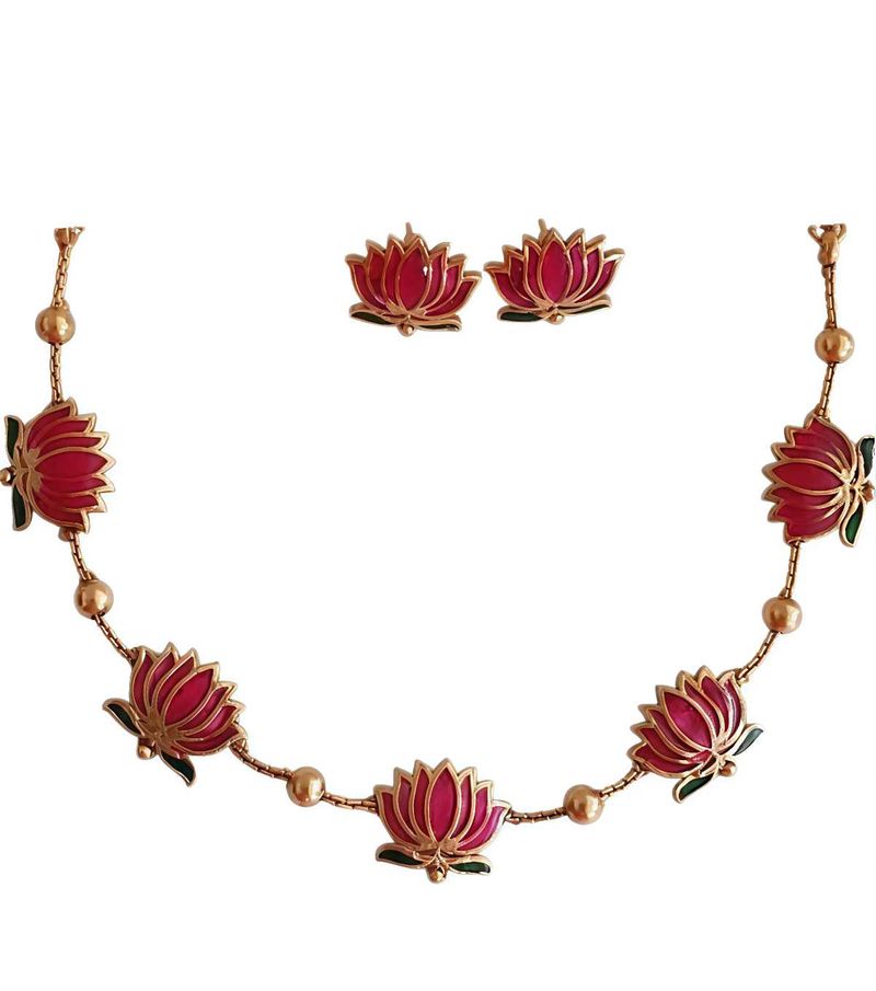 Lotus Necklace &amp; Earring Set