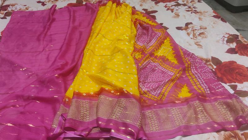 Beautiful Yellow With Dark Pink Pallu&amp;blouse