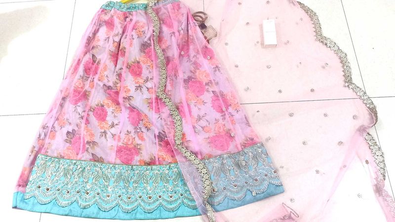 pastel pink And Blue Cute Lahenga✨