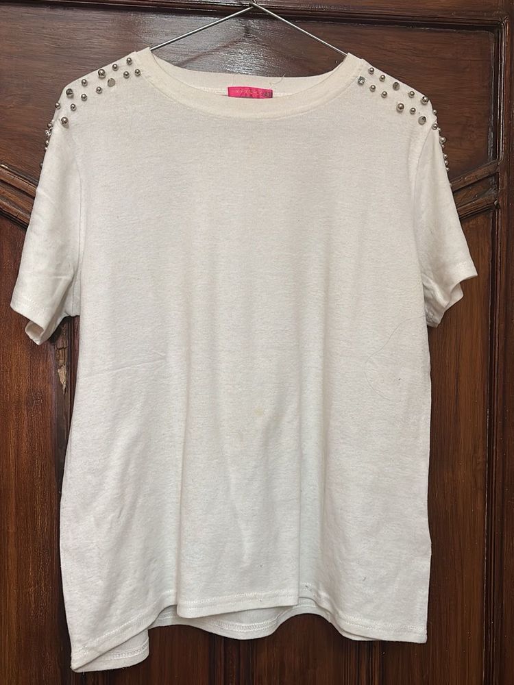 Studded Shoulder Tee
