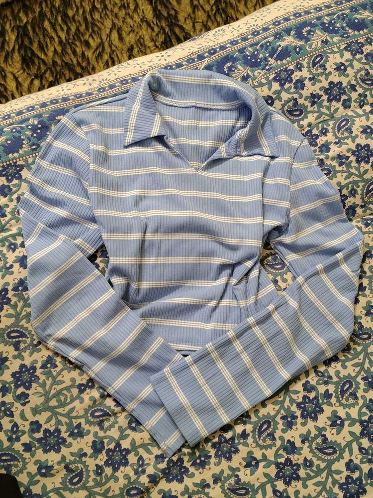 Striped Long Sleeve Crop Top