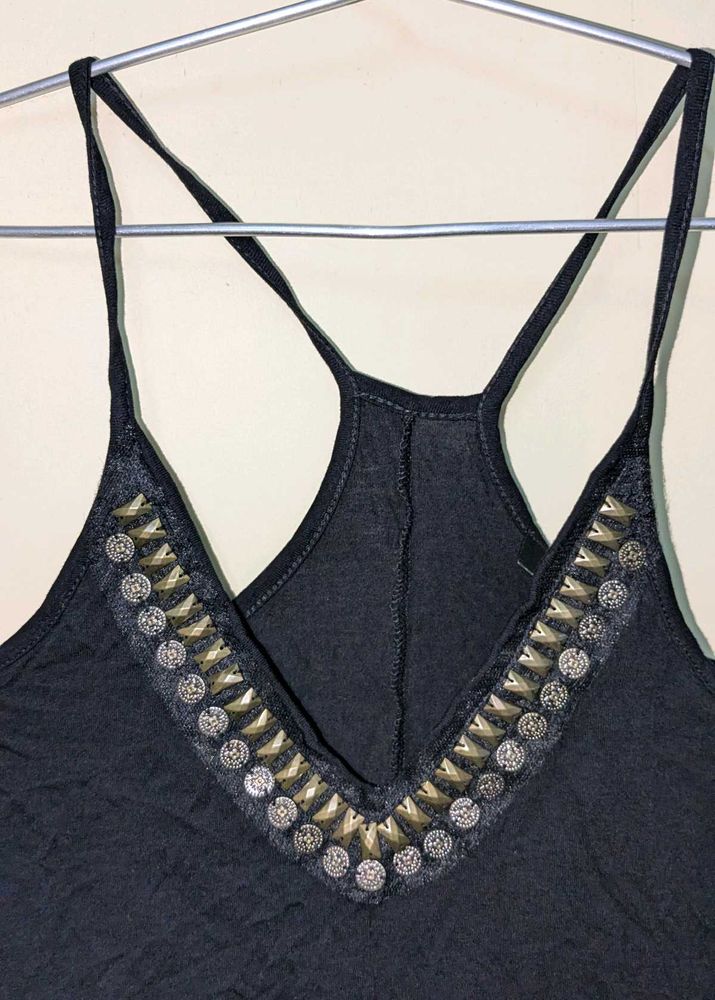 Studded Black Tank Top