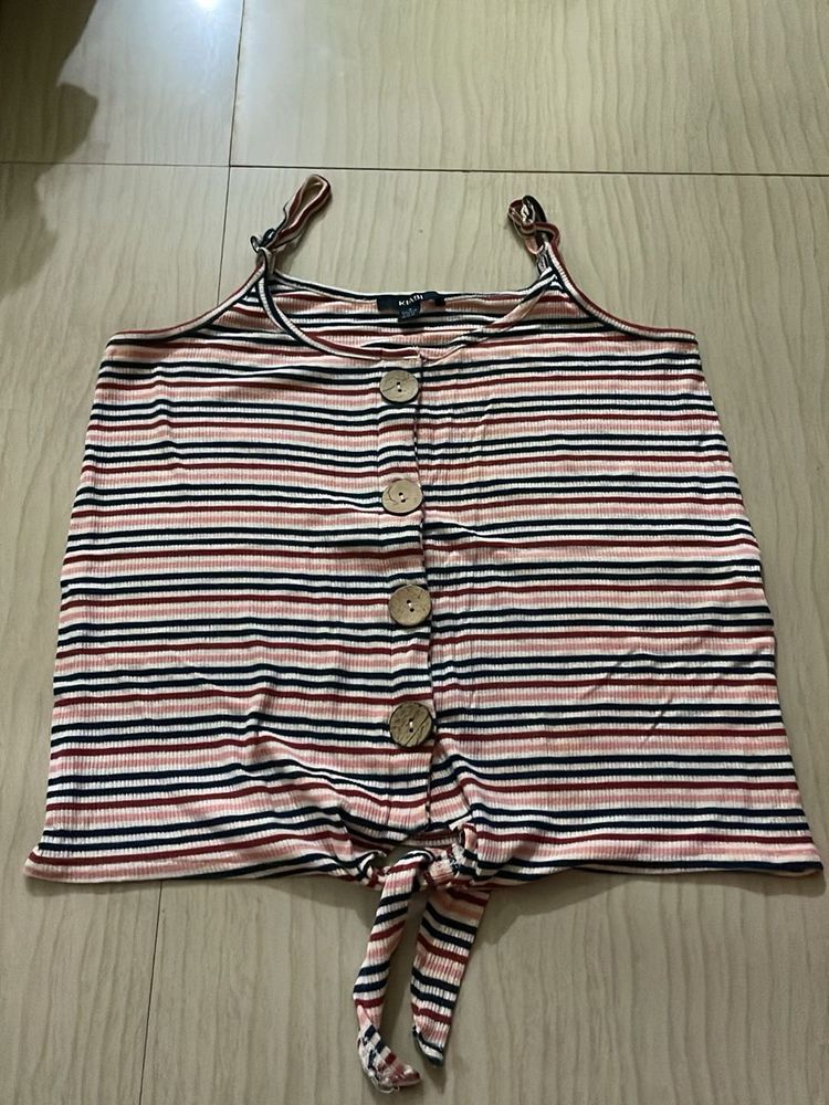 Striped Button-Front Tank Top