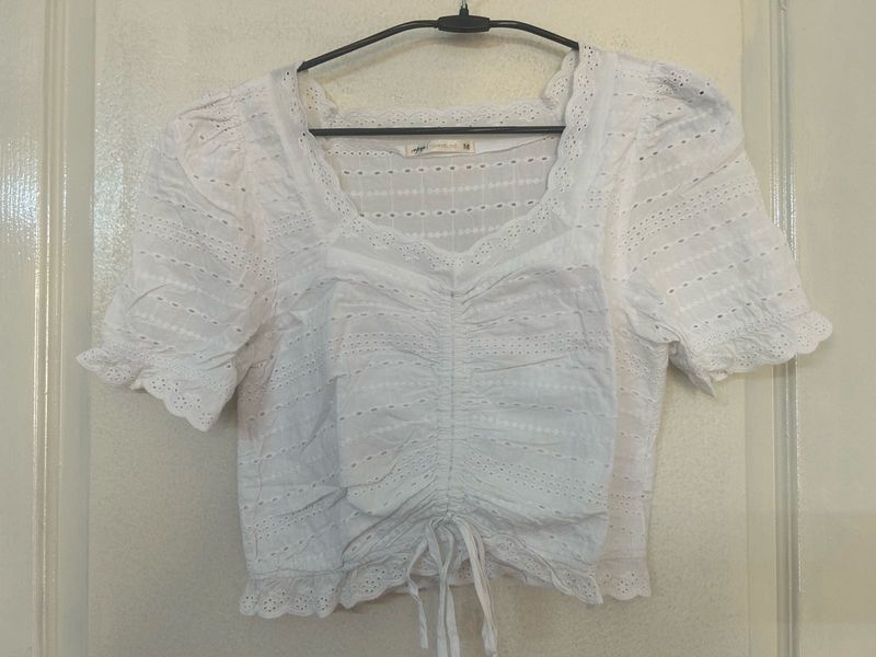 White Eyelet Crop Top