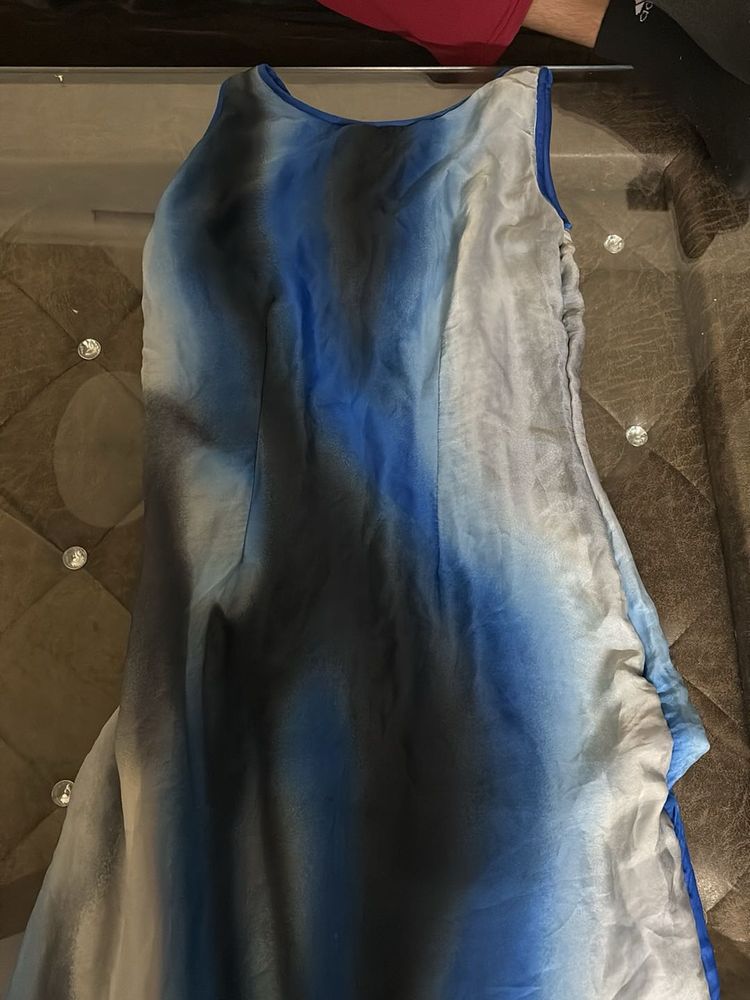 Blue Tie-Dye Sleeveless Dress