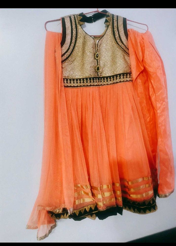 Festive Orange Girls Dress