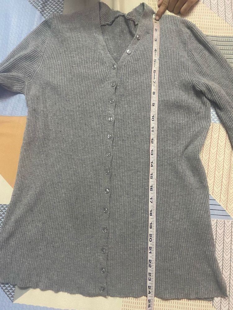 Gray Button-Down Cardigan