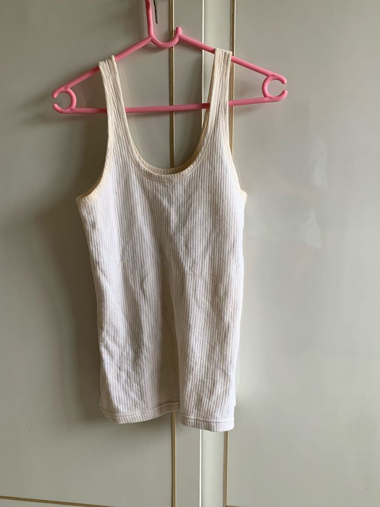 White Ribbed Tank Top