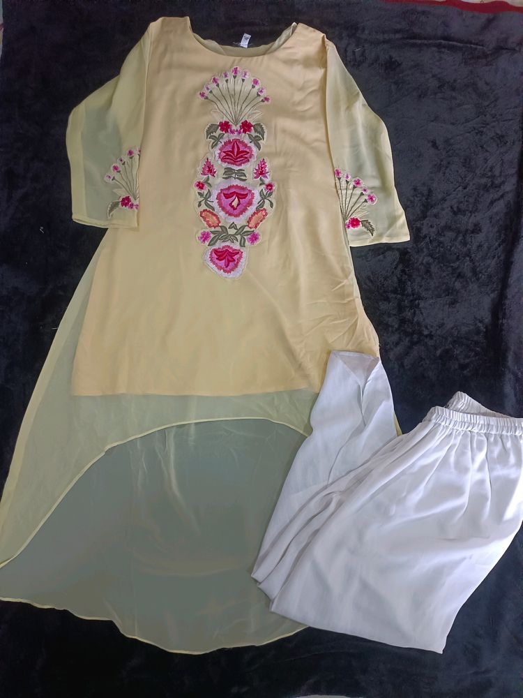 Up And Down Kurti With White Dhoti