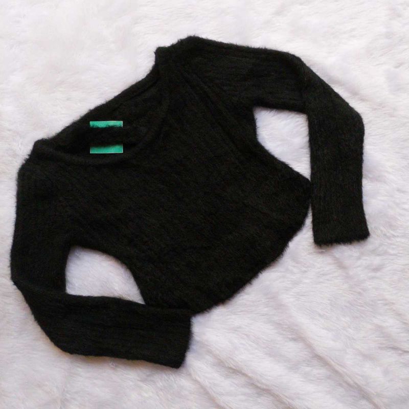 ♥️Black fur Winter Cropped Top♥️