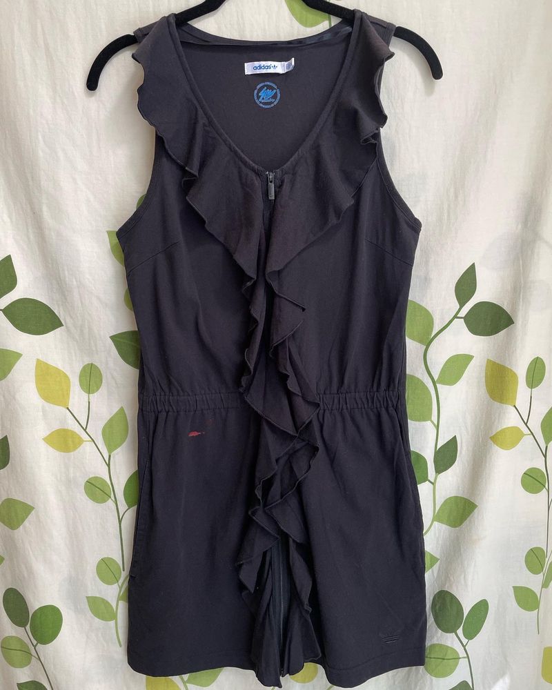 Adidas Ruffled Dress With Functional Zip Detail