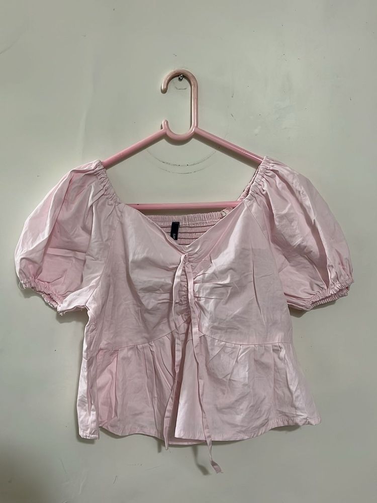 Cute Pink Puff Sleeve Top | New, Unused