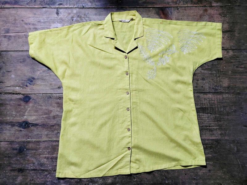 🌸Light Yellow Embroidery Top