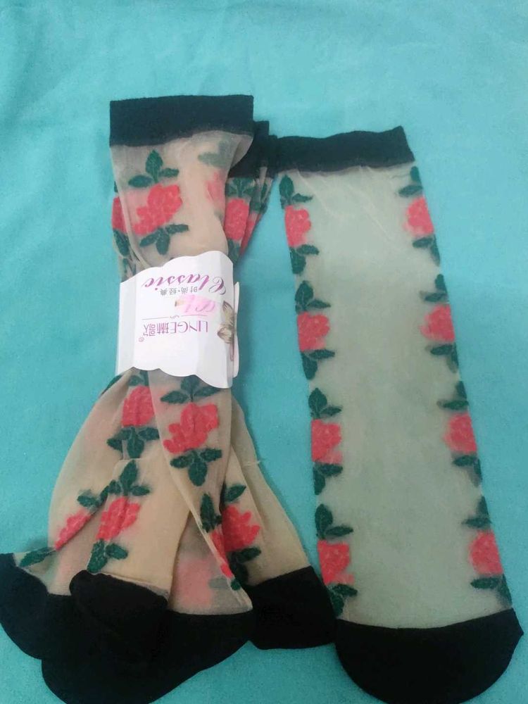 Rose Embroidered Socks
