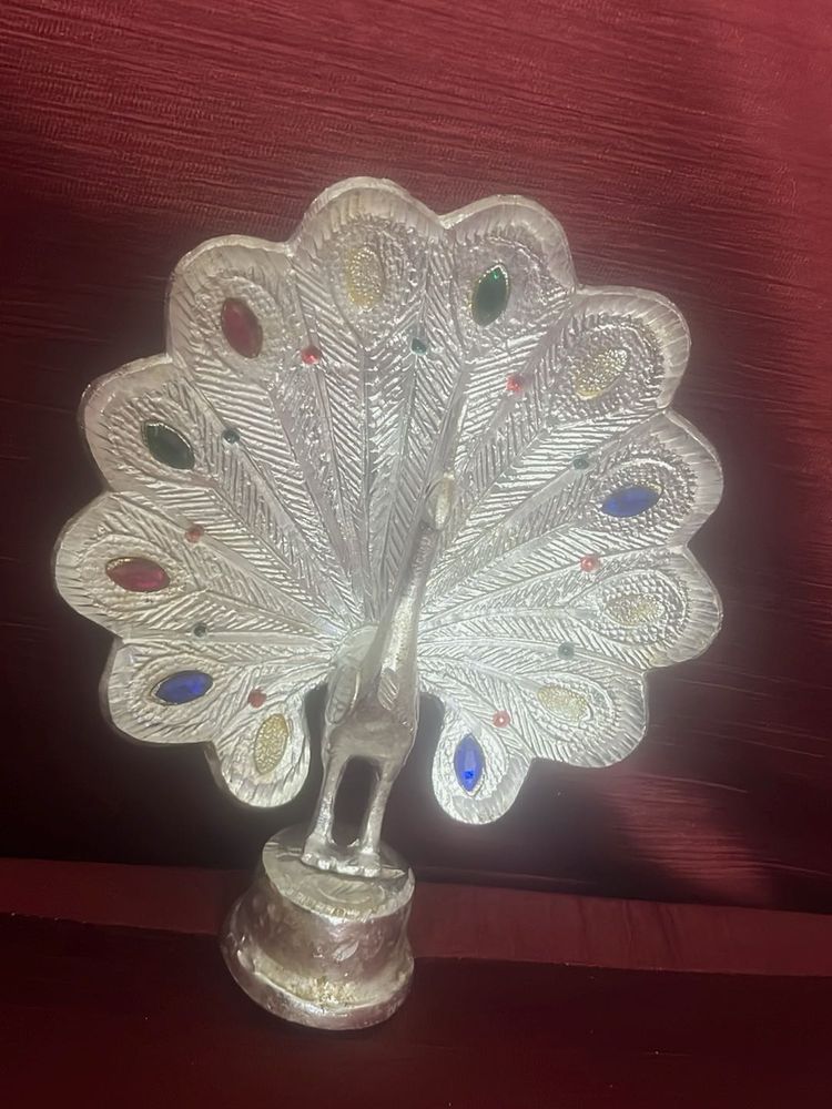 Silver Peacock Showpiece