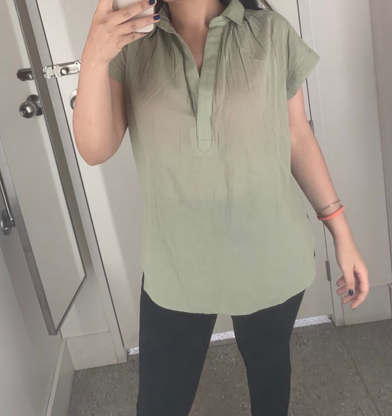 H&amp;M Olive Green Top- Loose Fit- Worn Once