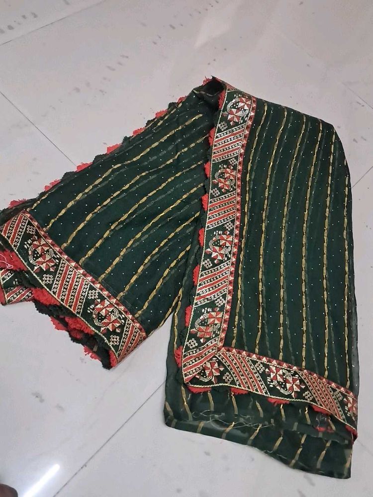 Elegant Green Embellished Saree