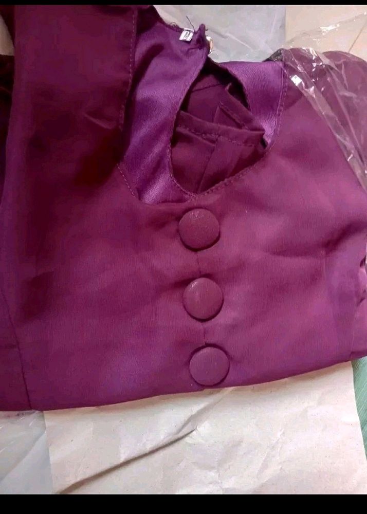 Wine Colored Front Slit Kurti