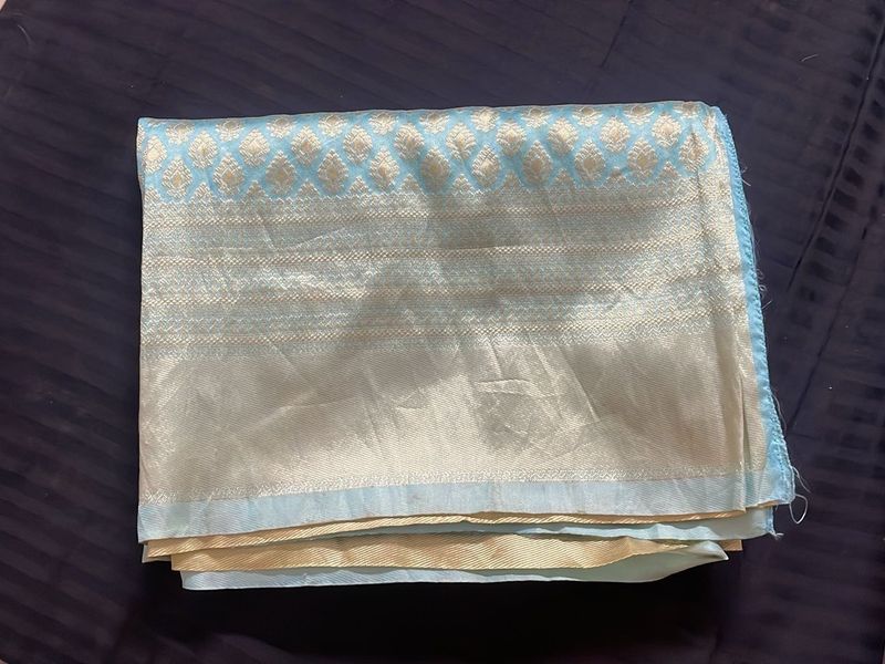 Light Blue &amp; Gold Banarasi Saree