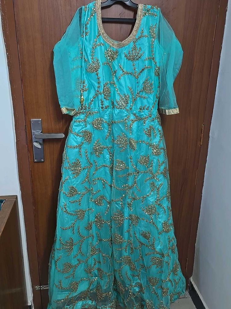 Cyan Ethnic Festive Lehenga