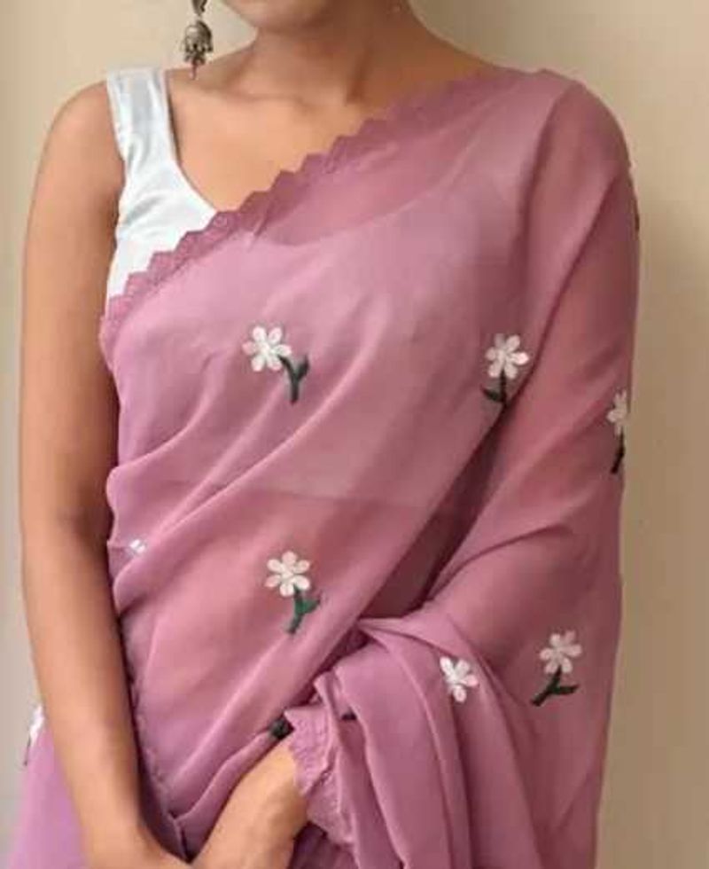 Floral Embroidered Saree