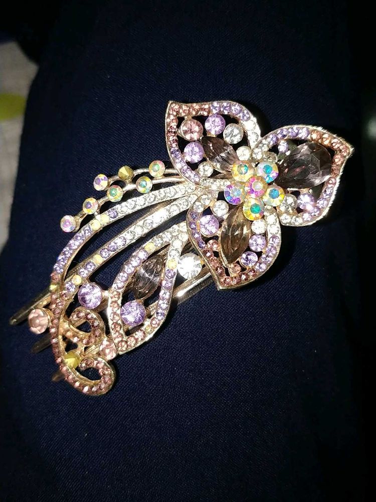 Sparkling Rhinestone Flower Hair Clip