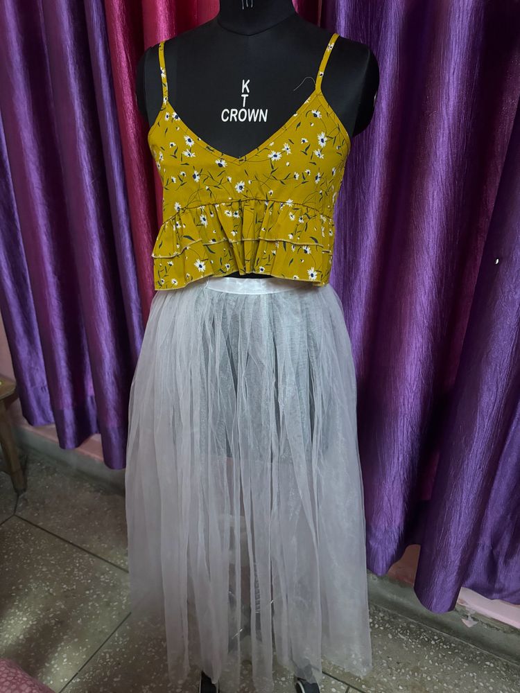 Crop Top With Sheer Skirt