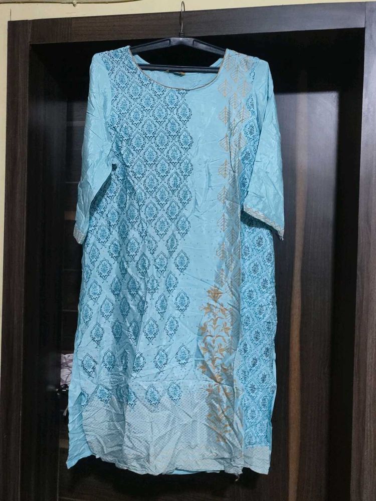 Light Blue Embroidered Kurti