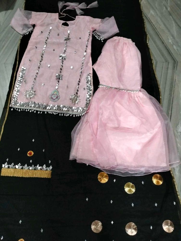 New Zari Work Garara Dress Full Gotta Patti Wor