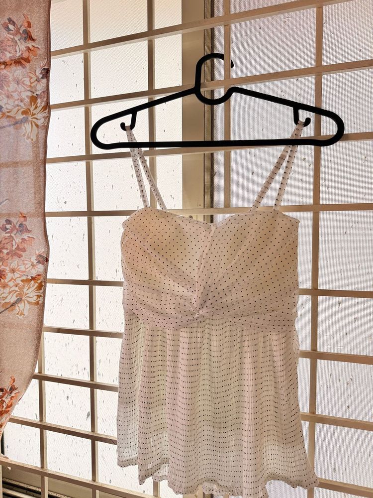 Womens Strappy Top With Minimal Polka Dots Design