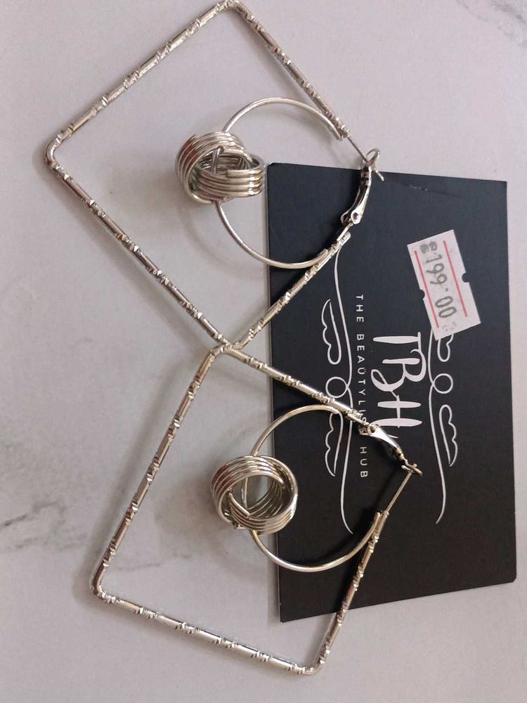 Unique Silver Geometric Earrings