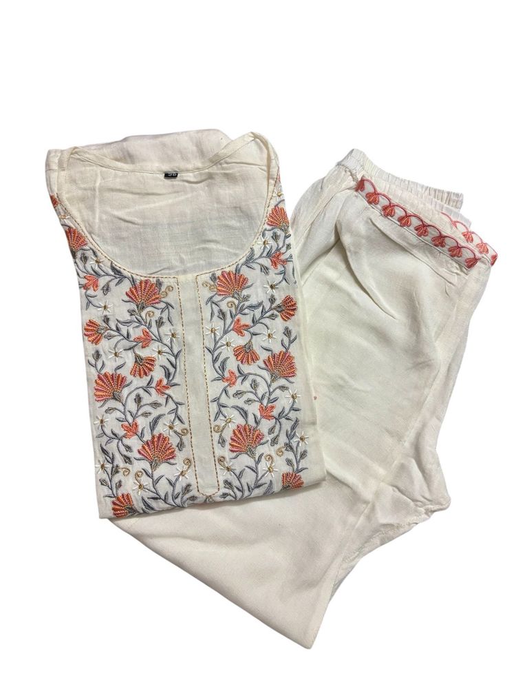 White Embroidered Kurta Set