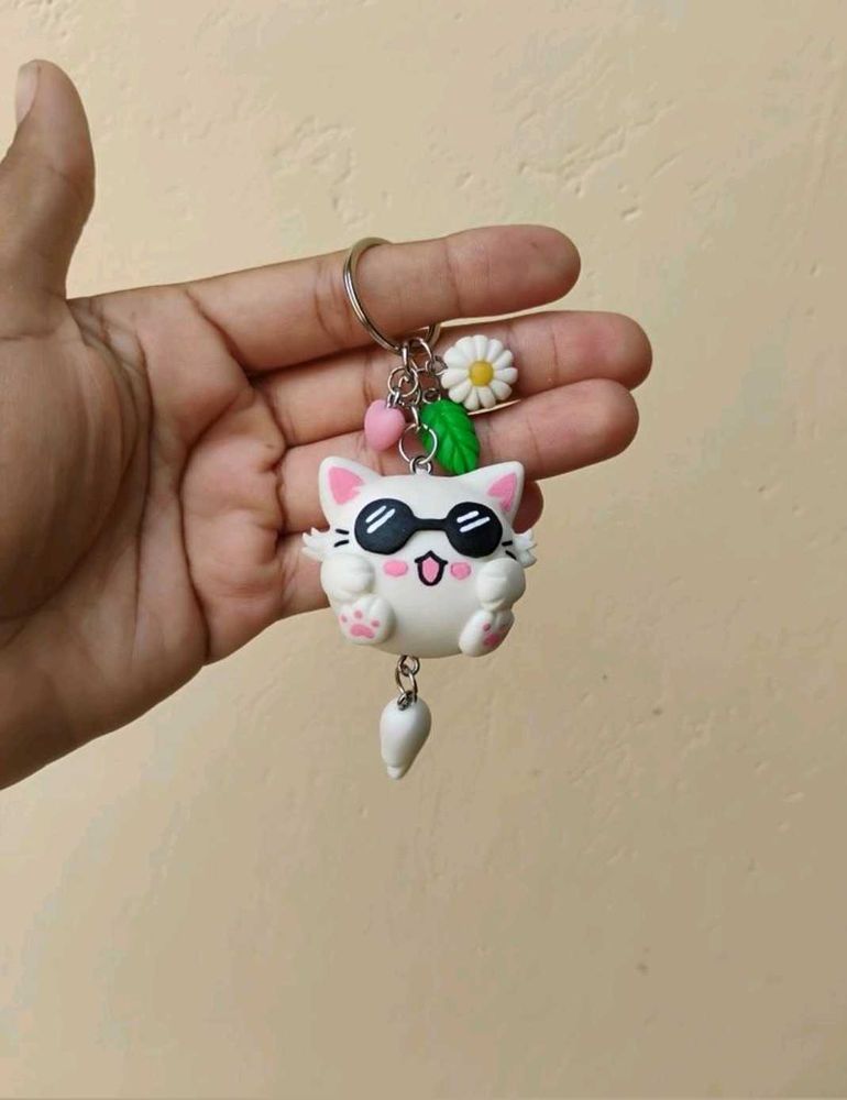 Gojo Cat Clay Charm Keychain 🤍