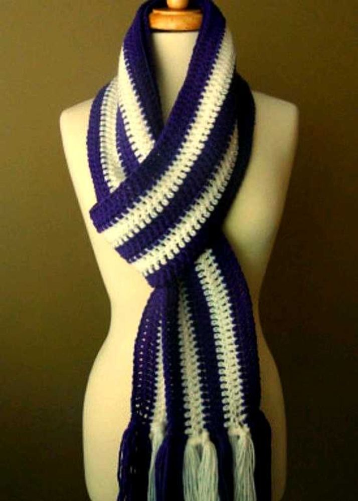 Striped Hand-Knitted Scarf