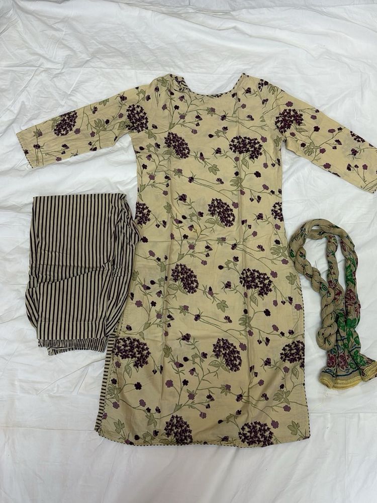 Beige Suit Set For Daily Wear