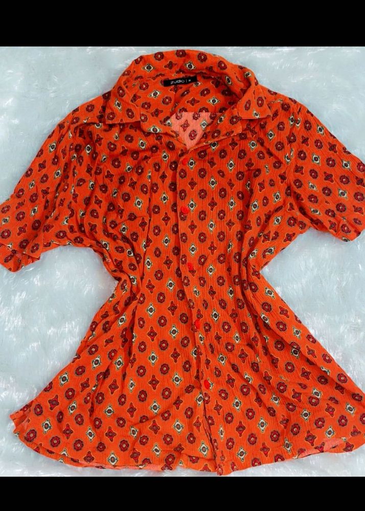 Funky Orange Print Shirt