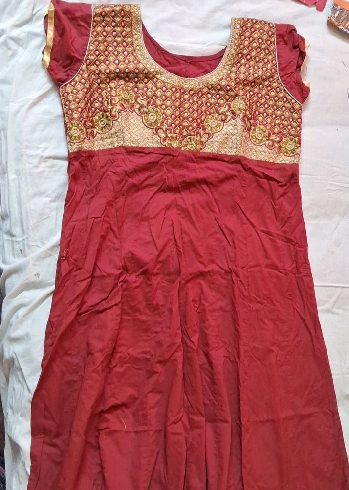 Maroon Umbrella Suit Dress